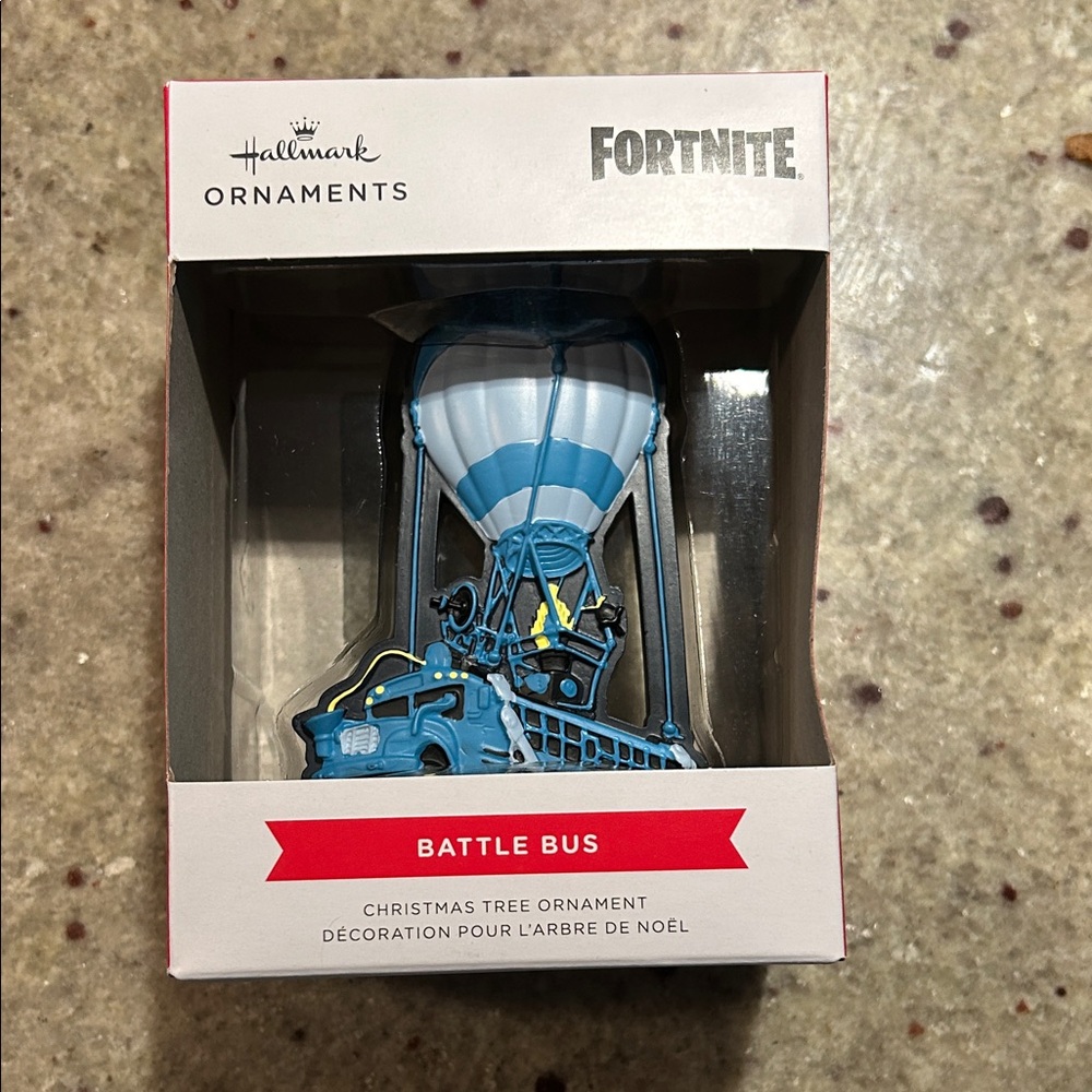 Hallmark Fortnite Battle Bus Ornament - Blue and White Brand New